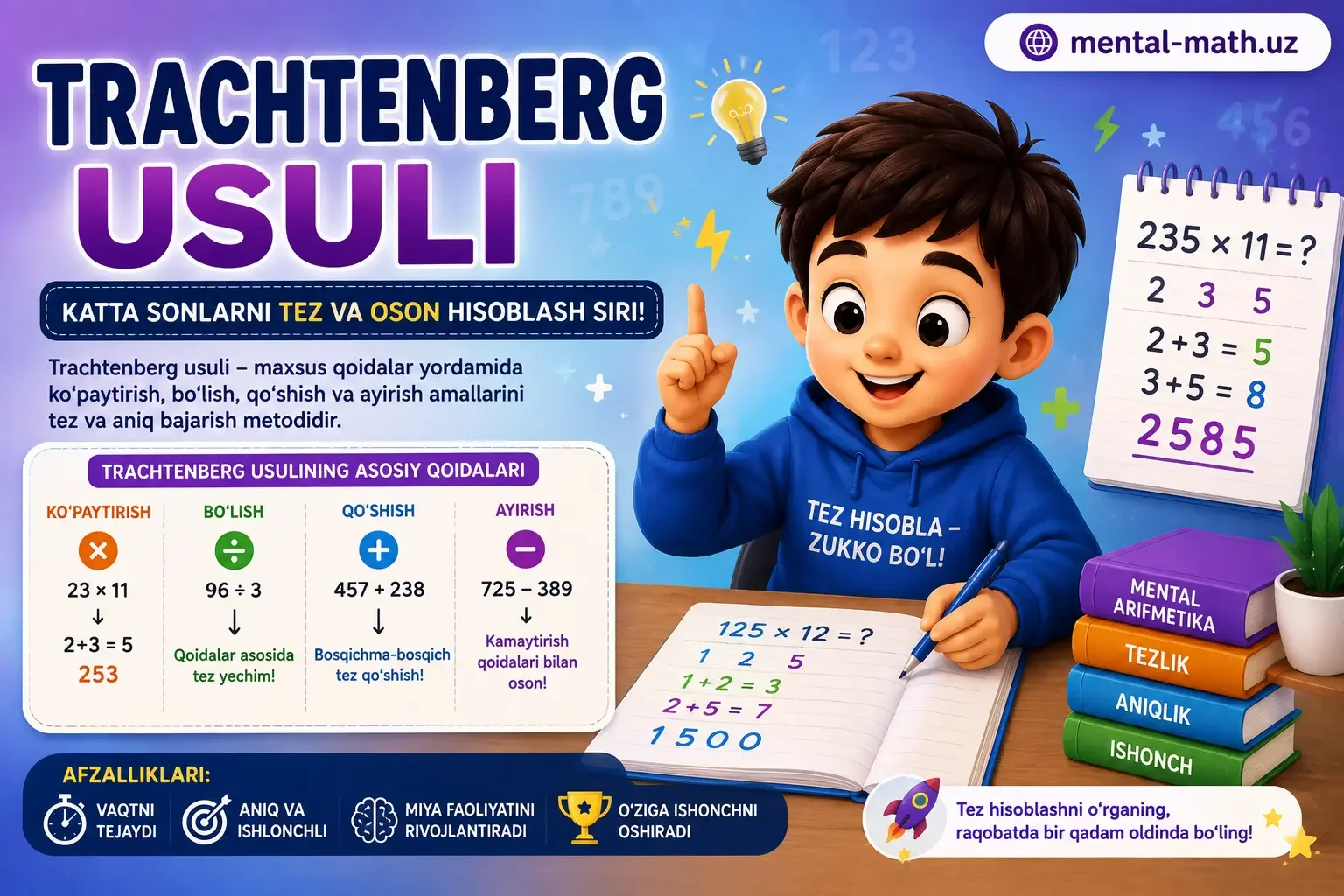 Trachtenberg system rule for multiplying by 11 and 12